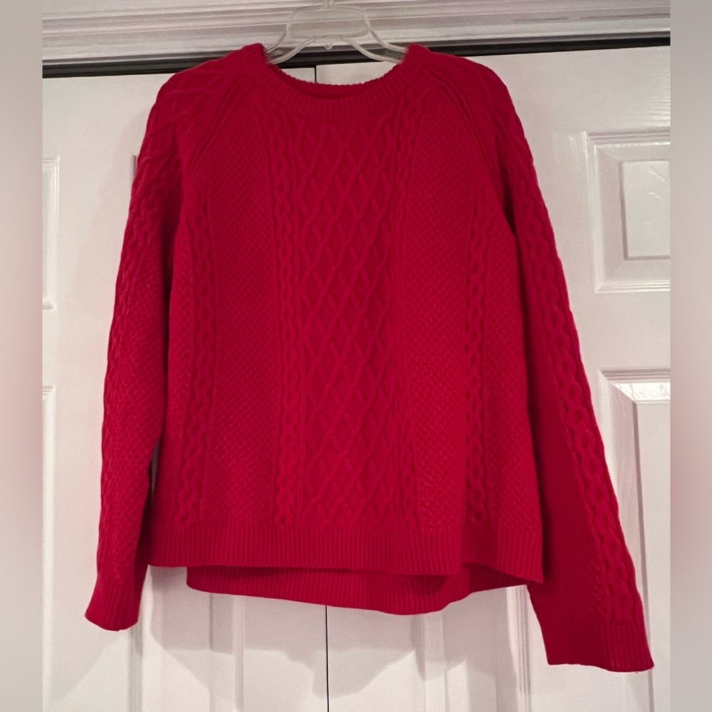 J. Crew Vibrant Red Cable Knit Sweater